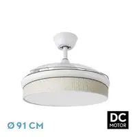 Ventilador DC Moda blanco/cañizo blanco LED 91 cm con mando y memoria