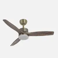 Ventilador DC Torino cuero/roble 107cm, LED, 3 aspas, 6 velocidades