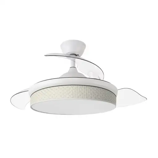 Ventilador DC Moda blanco/cañizo blanco LED 108 cm con mando