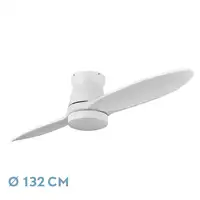 Ventilador LED blanco, 2 aspas, mando, memoria y temporizador