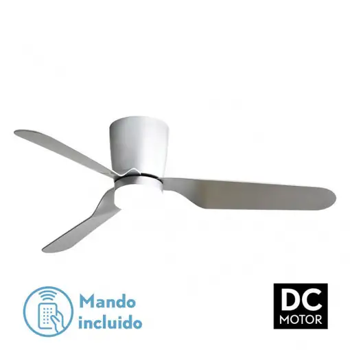 Ventilador LED níquel/plata, 6 vel., con mando, memoria y temporizador