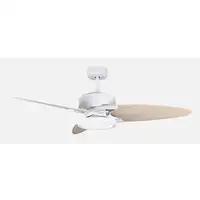 Fabrilamp Cross ventilador de techo blanco, 3 aspas reversibles blanco/haya, led