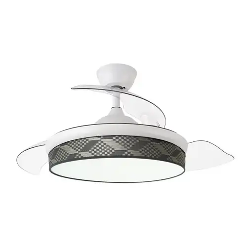 Ventilador DC Moda blanco/tetris gris LED 108 cm con mando