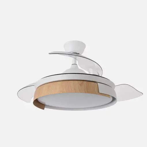 Ventilador DC PROVENZA 72W blanco/haya con LED y aspas plegables