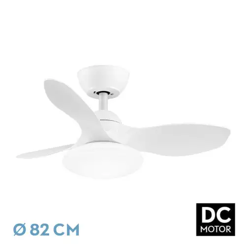 Ventilador DC Paramo blanco, LED 36W, 3 aspas y mando