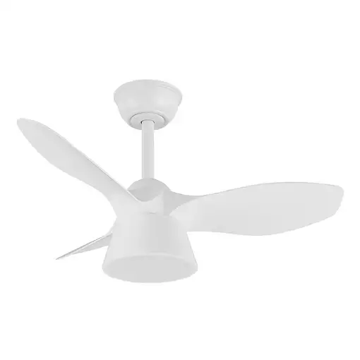 Fabrilamp Cúbico ventilador de techo blanco, 3 aspas, led 36W, mando