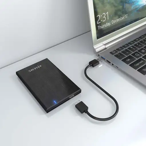 AISENS Caja externa 2.5\ ASE-2528B 9.5mm SATA a USB 3.0/USB3.1 Gen1, Negro