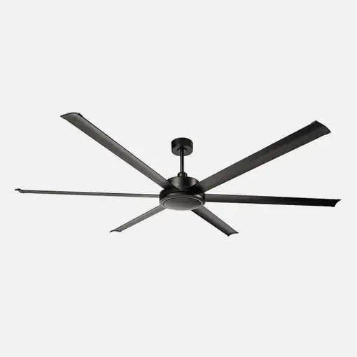 Ventilador negro sin luz, 6 aspas, mando y temporizador