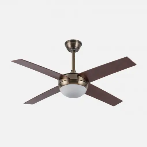 Ventilador DC Ciro cuero 4 aspas nogal E27 con temporizador