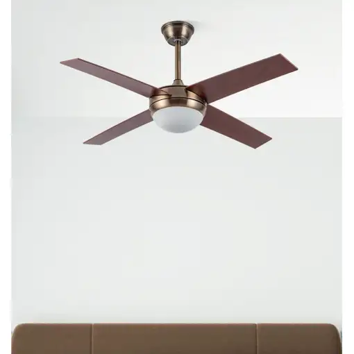 Ventilador DC Ciro cuero 4 aspas nogal E27 con temporizador