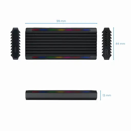 TooQ Shinobi Caja externa para unidad de estado sólido (SSD) Negro M.2