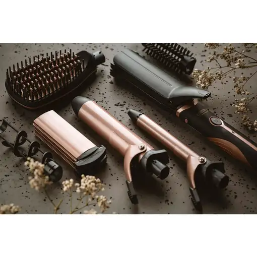 Set Cuidado y Estilo Pelo 5en1 Plancha, Rizador,Tenacillas, Moldeador,CR2024,Camry