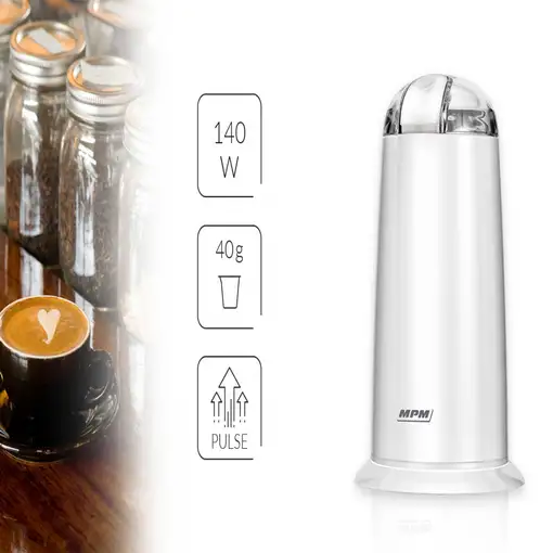 Molinillo Café Eléctrico, Especias, Semillas, 40 g café 20 tazas café, MPM, MMK-07