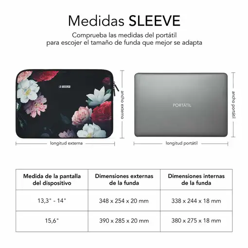 Funda Ordenador Neopreno Trendy Sleeve Neo Flowers 13,3 a 14\