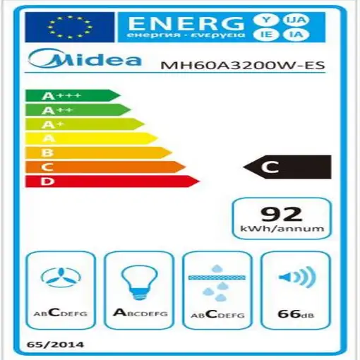 Campana extractora,  62dB, extracción 440 m3/hora, MH60A3200B-ES MIDEA