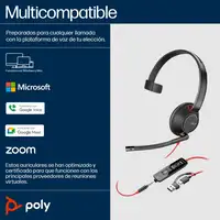 POLY Auriculares Blackwire 5210 monaural USB-C + conector de 3,5 mm + adaptador US