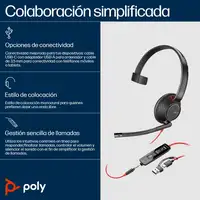 POLY Auriculares Blackwire 5210 monaural USB-C + conector de 3,5 mm + adaptador US