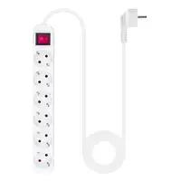 Nanocable Regleta de enchufes de 6 tomas con interruptor, 1.4 metros Blanca