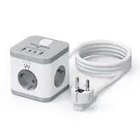 Ewent EW3863 base múltiple 1,5 m 3 salidas AC Interior Gris, Blanco