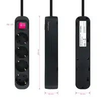 Nanocable Regleta de enchufes de 4 tomas con interruptor, 1.4 metros Negra