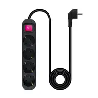 Nanocable Regleta de enchufes de 4 tomas con interruptor, 1.4 metros Negra
