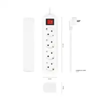 AISENS Base Multiple 4 Tomas con Interruptor con Cable 3×1.5mm2, Blanco, 1.4 m