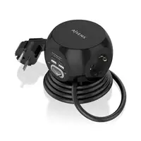 AISENS Regleta de Enchufes Sobremesa Multifuncion con 3 Tomas + 2xUSB-C, 2xUSB-A,
