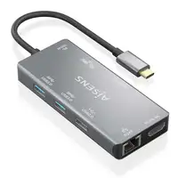 AISENS USB-C Dock 9 En 1, USB-C a 2xHDMI, 1xRJ45, 2xUSB-A USB3.0, 1xUSB-A USB2.0,