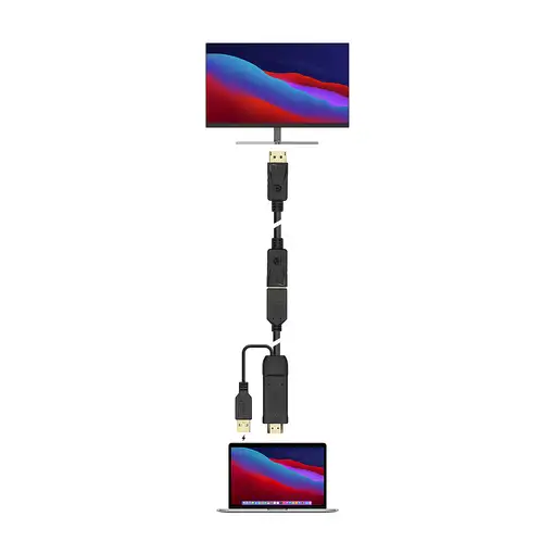 AISENS Conversor Activo HDMI 2.0 + USB Alim. a DISPLAYPORT V1.2, HDMI/M-USB/M-DP/H